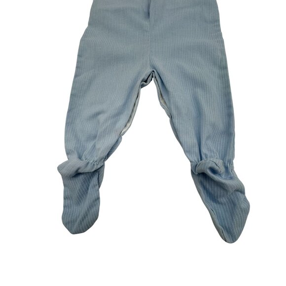 Vintage Alexis Infant Blue Pinstripe Overalls With White Shirt & Peter Pan Colla - Picture 11 of 11